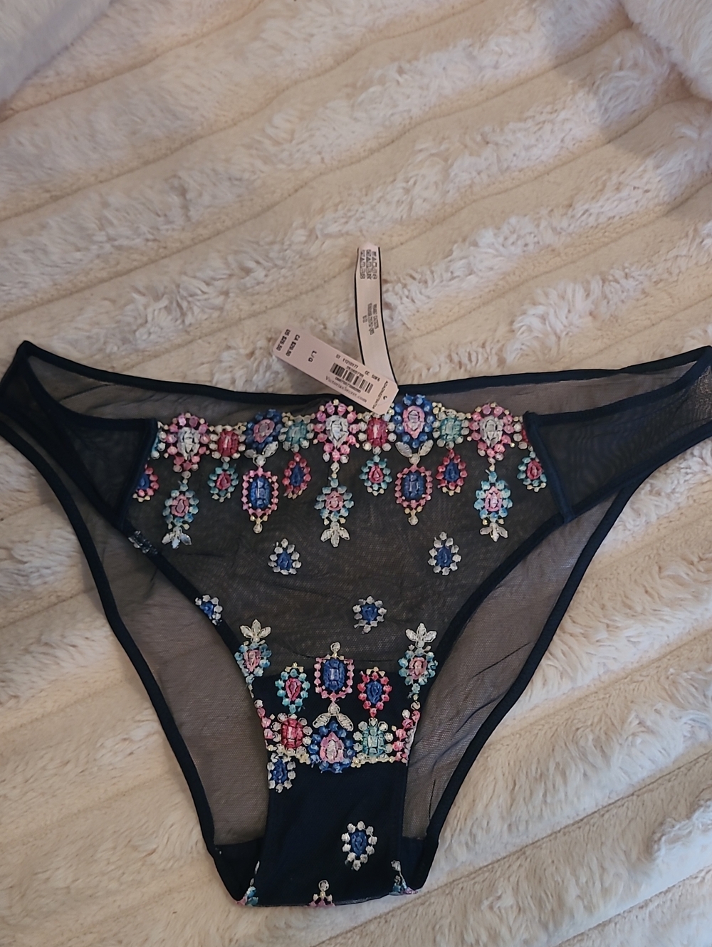 NWT Victoria's Secret Navy with Multicolor Embroidery